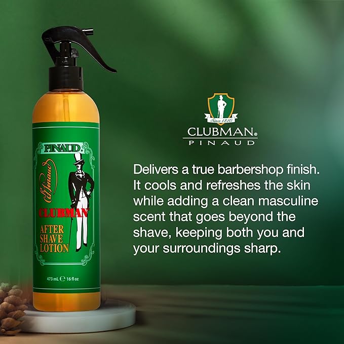 Clubman After Shave Lotion for Men Spray - Classic Barber After Shave Splash, Soothing Aftershave Scent,16 fl oz