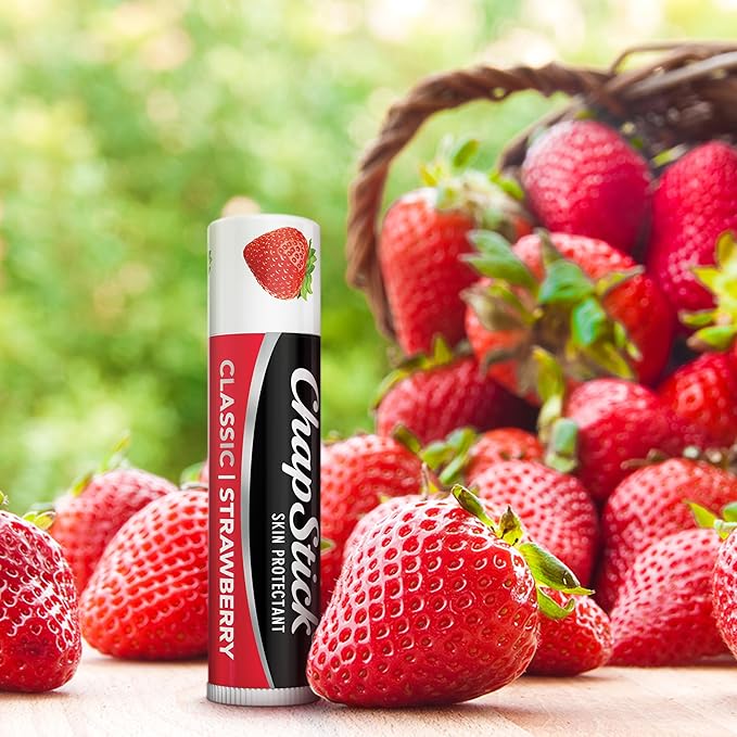 ChapStick Classic Strawberry Lip Balm, 6-Count – Tinted Lip Moisturizer, Juicy & Sweet, 0.15 Oz Ea
