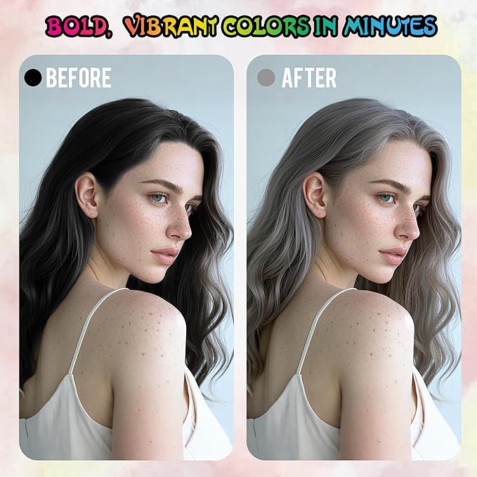 Grey Temporary Hair Color Spray - Gentle Formula, Washable & Non-Sticky | Silver Gray Instant Hair Dye Alternative for Adults | Halloween, Costume, Party Makeup, 150ml