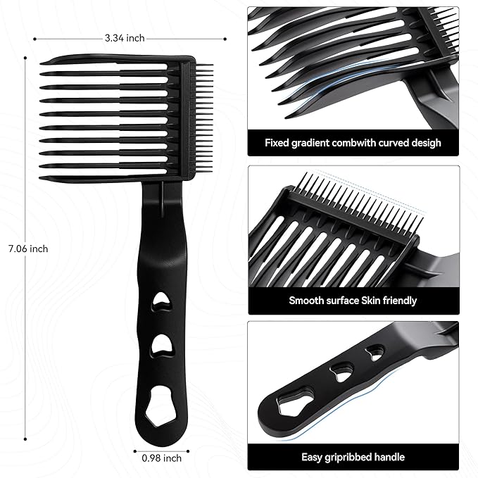 Blend Friend Fade Comb Set Black Professional Barber Combs for Men & Boys, Self Haircutting Tools for Fading & Blending, Salon or Home Use (1PC Black)