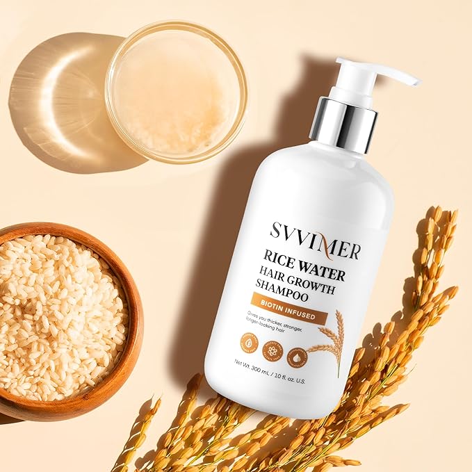 Svvimer Rice Water Hair Growth Shampoo - Thickening Shampoo with Biotin for Hair Loss and Thinning Hair
