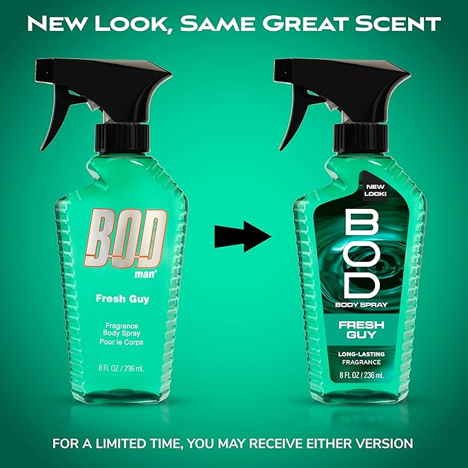 BOD man Fragrance Body Spray, Fresh Guy, 8 fl oz (Pack of 2)