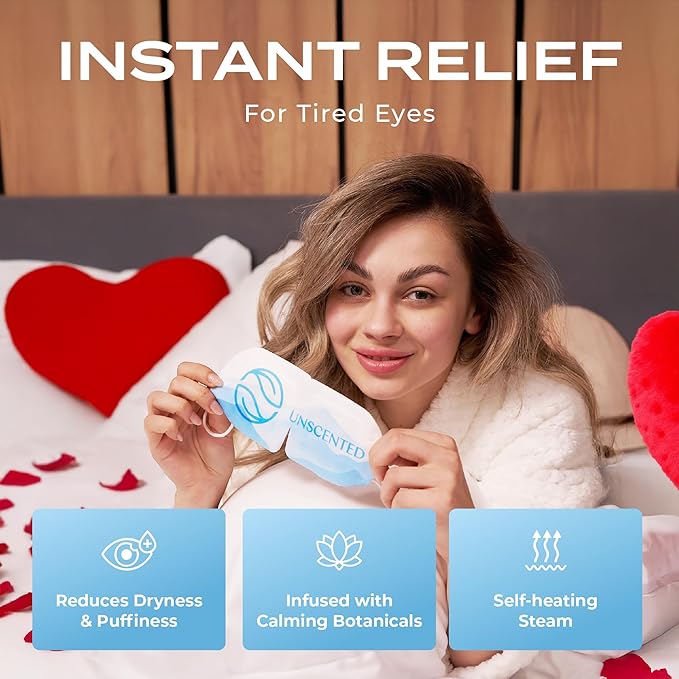 Body Restore Self Heating Warm Compress for Dry Eyes 5 Pack - Heated Eye Mask for Fast Relief, Birthday Gifts for Women, Men, Travel Essentials, Stye Eye Treatment, Eye Patch, Relaxation - Unscented
