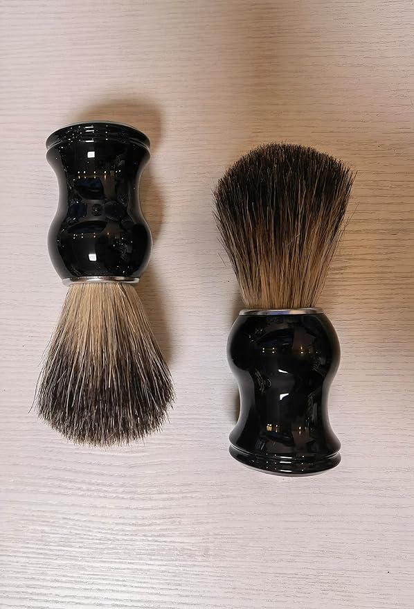 Fan Wu Classic Shaving Brush for Men – Pure Badger Hair Bristles, Premium Black Resin Handle, Rich Lather for Wet Shaving with Soap or Cream – Fits All Razor Types