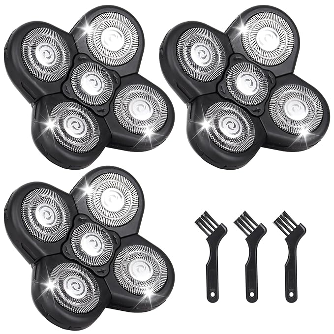 5D Blades Shaver Replacement Heads,Head Electric Razor Shaving Compatible with Frbid Replacement Blades Shaver kit for Bald Men with 3 Cleaning Brush, 3 Pack by Plantarecover