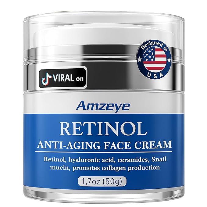 Retinol Face Cream for Anti-Aging Wrinkle Moisturizer with Hyaluronic Acid, Ceramides & Snail Mucin – Firming Night Cream for Women & Men, 1.7oz