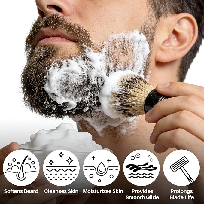 3.5oz Shaving Soap for Men - Sandalwood Shaving Soap Puck Foam Shave Cream with Shea Butter & Coconut Oil for Sensitive Skin Personal Care Products Bathroom Supplies Travel Essentials