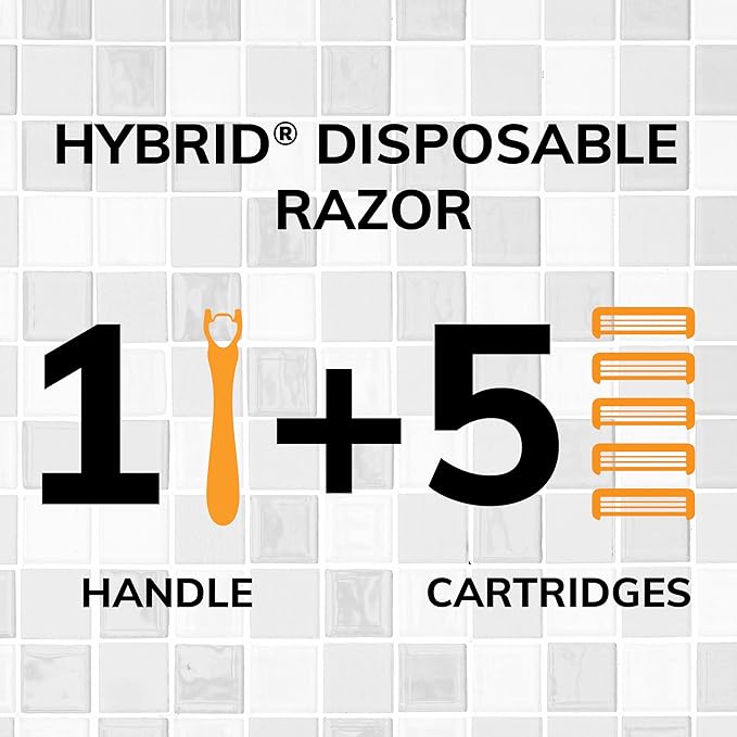 BIC Flex 3 Hybrid Disposable Razors for Men, Long-lasting 3-Blade Razors With Slim Head for Precision Shaving, 1 Handle and 5 Cartridges, 6 Piece Shaving Kit