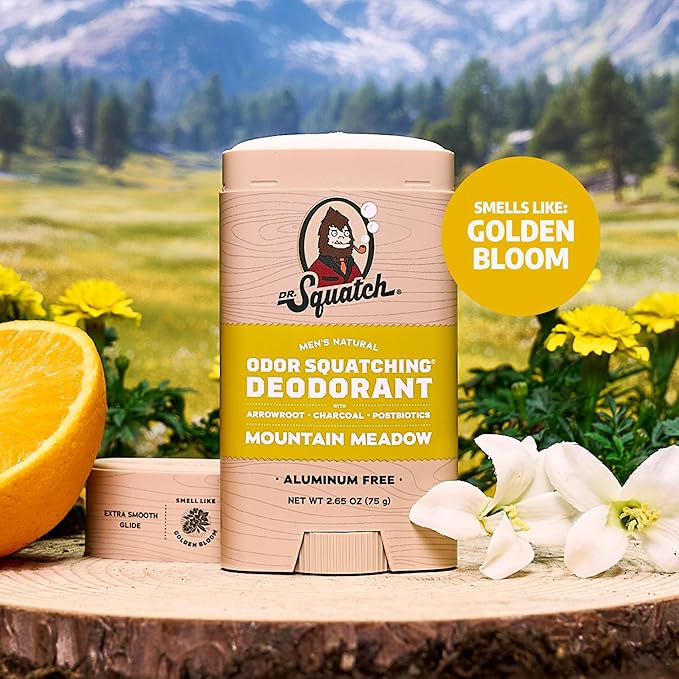 Dr. Squatch Natural Deodorant for Men - Odor-Squatching Aluminum Free - Mountain Meadow & Lumberjack Lodge (2.65 oz, 2-Pack)