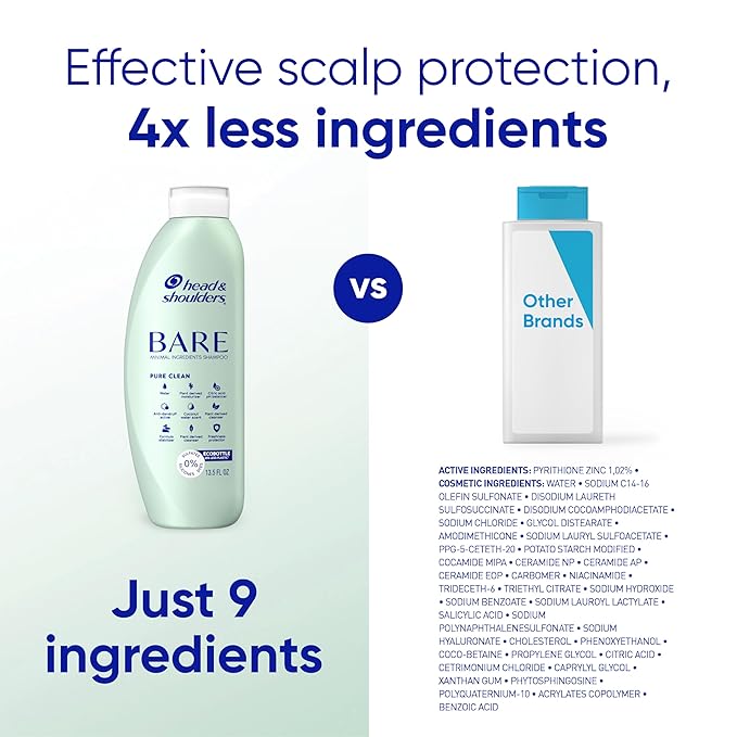 Head & Shoulders Anti-Dandruff Shampoo and Conditioner, BARE Pure Clean 2-in-1 Twin Pack, 1% Pyrithione Zinc, Scalp Care, Sulfate-Free, Silicone-Free, 13.5 fl oz Each