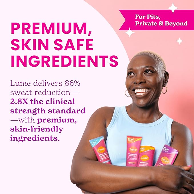 Lume Whole Body Deodorant Plus Sweat Control - Smooth Cream Tube - 72 Hour Odor And Sweat Control - Baking Soda Free, Skin Loving - 3.0 ounce (Pack of 2) (Soft Powder & Lavender Sage)