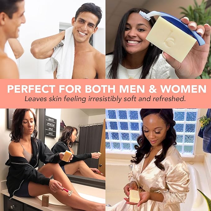 Bar Soap for Shaving - USA Made with Organic & Natural Ingredients, Shave Bar for Women, Vegan Soap with Shea Butter & Coconut Oil, Provides Rich Lather and Reduces Ingrown Hair & Razor Bumps