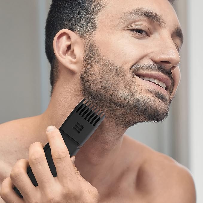 CHARGEWORX Groom Essentials All-in-One Hair and Beard Trimmer for Men, Face and Body Trimmer with Precision Blades, Cordless Grooming Kit with Adjustable Length Guide, Battery-Operated Travel Tool