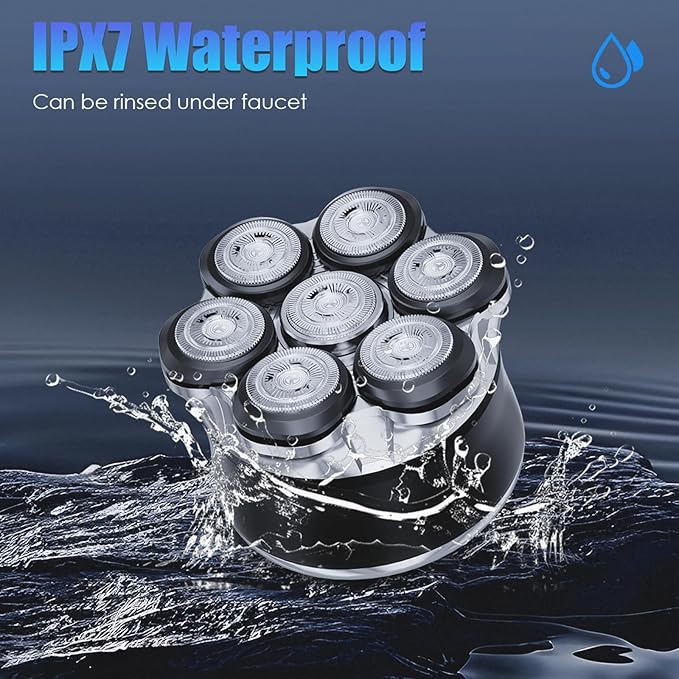 Head Shavers for Bald Men, 7D Floating Electric Razor with Magnetic Detachable Head, Smooth Close Shave for Head & Face, IPX7 Waterproof Wet/Dry, LED Display, Travel Lock, USB-C Fast Charging