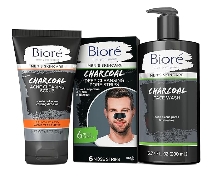 Bioré Men's Skincare Charcoal Face Wash, Deep Cleans Pores & Refreshes Skin, 6.77 Fl. Ounces