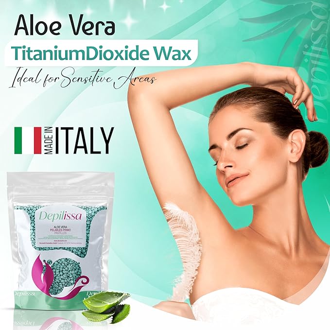 Aloe Vera TIO2 Wax Beads for Hair Removal, 14.1 oz No Strips needed Suitable for All Skin Types Face Armpits Arms Legs Bikini Area and Brazilian Waxing Full Body Hair Removal