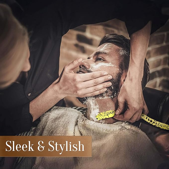 Facón Straight Razors for Men - Professional Barber Straight Edge Razor Kit with 100 Blades, Classic Stainless Steel Barbero Shaver for a Smooth & Precise Shave, Premium Barber Razor for Men's Shaving