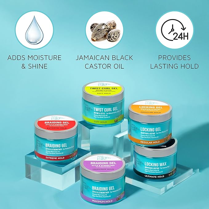 KISS COLORS & CARE Braid Gel Extreme Hold, 6 oz -Nourishing, Adds Shine, Moisture Boosting, Long Lasting Hold, For All Hair Types, Style and Stregthen, For Protective Styles