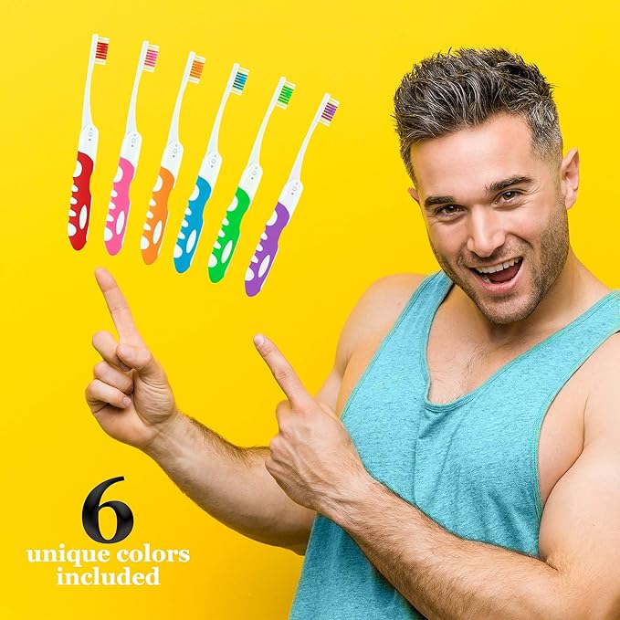 Portable Folding Toothbrush Kit - Built-in Cover, Collapsible, Multi-color (6 Pack Soft-Multicolor)