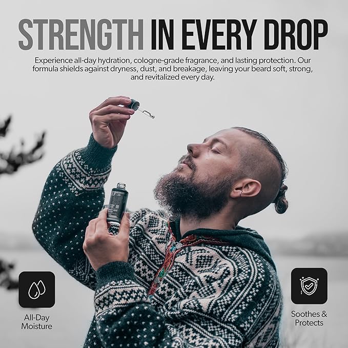 The Beard Struggle - Day Liquid Tonic Beard Oil - Silver Collection (Alfheim's Forests) - Beard Oil for Men - Moisturize, Softens Hair, Reduces Itch - Day Time Beard Growth Oil (1 Fl oz)
