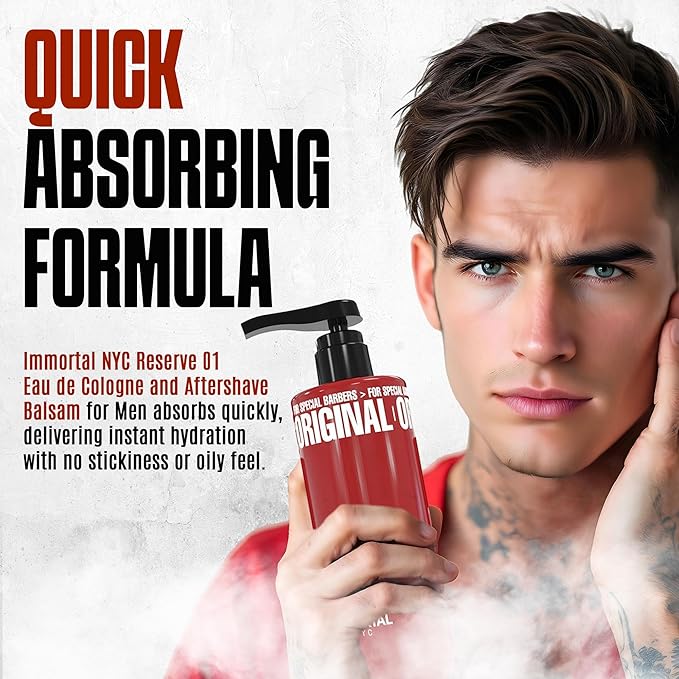 Immortal NYC Reserve 01, AFTERSHAVE SPRAY & BALM/CREAM for Men- Moisturizing & Soothing Formula After Shaving and Reserve Cologne 01 Eau de Cologne-Spicy Floral Aftershave For Men-17 oz