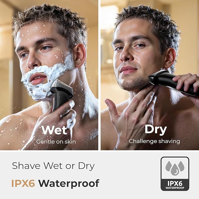 Rechargeable Electric Razor for Men: Floating Foil Shavers with LED Display - Waterproof Wet Dry - 30° Precision Blades, Travel Lock, Face Shaving