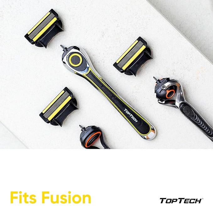 TopTech ULTRA 5 Razors for Men - Replaceable Cartridges for Manual Shaving Razor, 5 Blades Technology Refills - 8 Count Pack - Fits Gillette Fusion - Soft Shave & Sharp - Cost-effective Refill