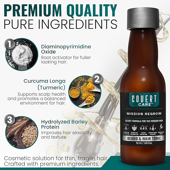 Hair and Beard Thickening Serum for Men – Lightweight Root Activator for Thinning Hair, Scalp Nourishment for Fuller, Stronger-Looking Hair