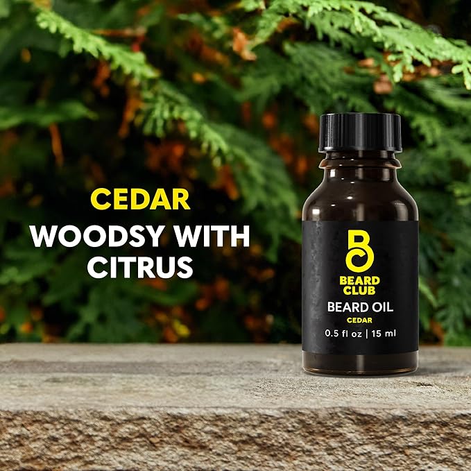 The Beard Club Premium Cedar Beard Oil for Men - Natural Castor & Almond Oils - Beard & Mustache Conditioner - Hydrates, Moisturizes, Softens & Soothes Dry Skin - Strengthens Hair Follicles