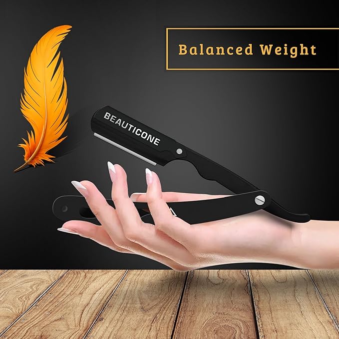 BEAUTICONE Straight Razors for Men, Straight Edge Razor, Single Blade, Stainless Steel, Barber Razor for Men's Shaving, Barber Shaving Knife, Swinglock