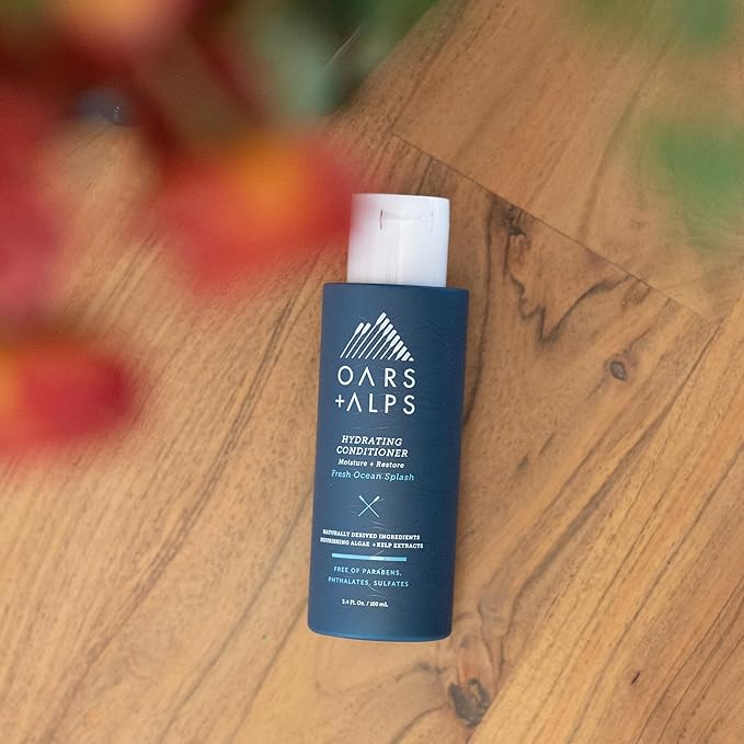 Oars + Alps Men's Sulfate Free Hair Shampoo and Conditioner Set, Infused with Kelp and Algae Extracts, Fresh Ocean Splash, Travel Size 3.4oz Each