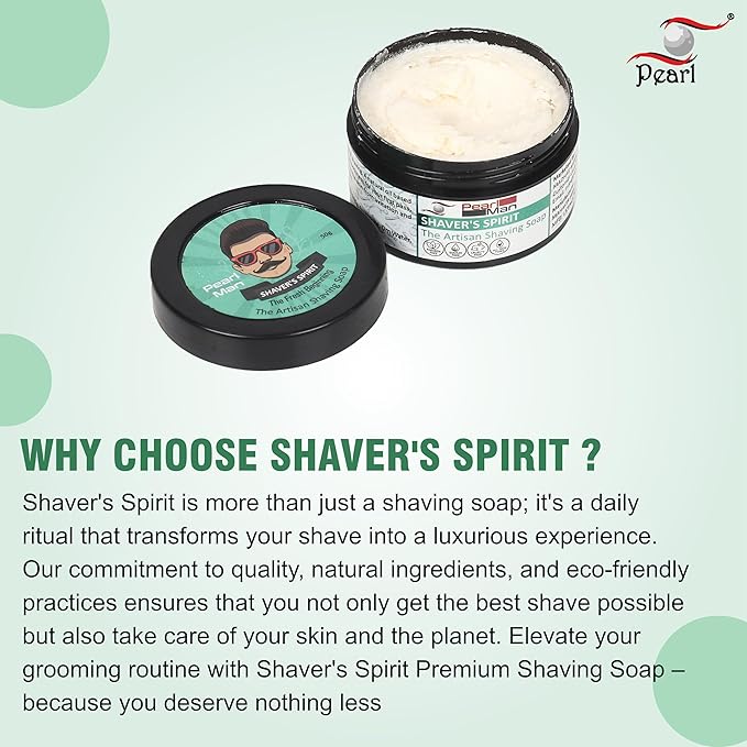 Pearl Shaving The Artisan Shaving Soap Shavers Spirit- Shave Soap for Men Smoothest Wet Shave Creates Perfect Lather -Moisturizes and Protects Skin