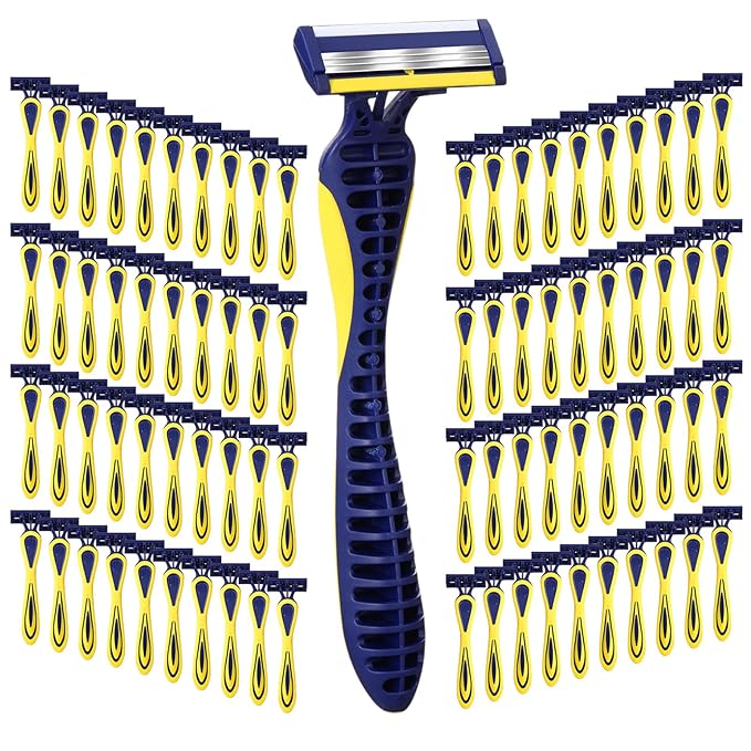80 Pcs Men's Disposable Razors Bulk 3 blade Disposable Razors Set Sensitive Skin Razor for Men Travel Razors Disposable Head Razor for Hotel Saunas Spa Donations Collective Use Daily