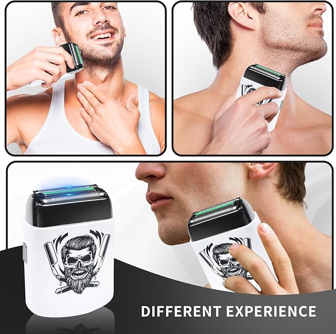 BESTBOMG Electric Foil Shaver for Men, Waterproof Rechargeable Razor with 2 Floating Blades for Bald Men, IPX6 Wet/Dry Use, Type-C Charging, Portable Travel Shaver for Face and Head Shaving