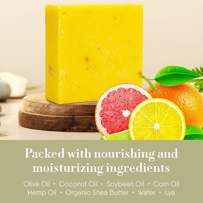 360Feel Island Citrus Soap - Made in the USA - Castile Handmade, All-Natural, Cold-Processed - Infused with Island Citrus for a Tropical Scent - Rich, Creamy Lather - 5 oz