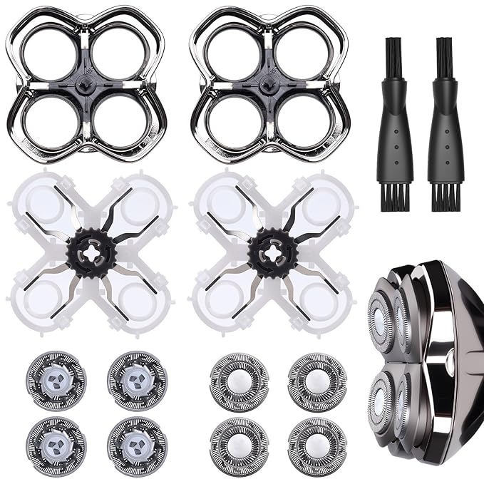 2Pack Pro 4 Shaver Replacement Heads Compatible with Skull Pitbulls Gold PRO, Silver PRO, Platinum PRO Head Shavers, Electric Shaver Half Head for Men/Women (2 PACK CAVER)