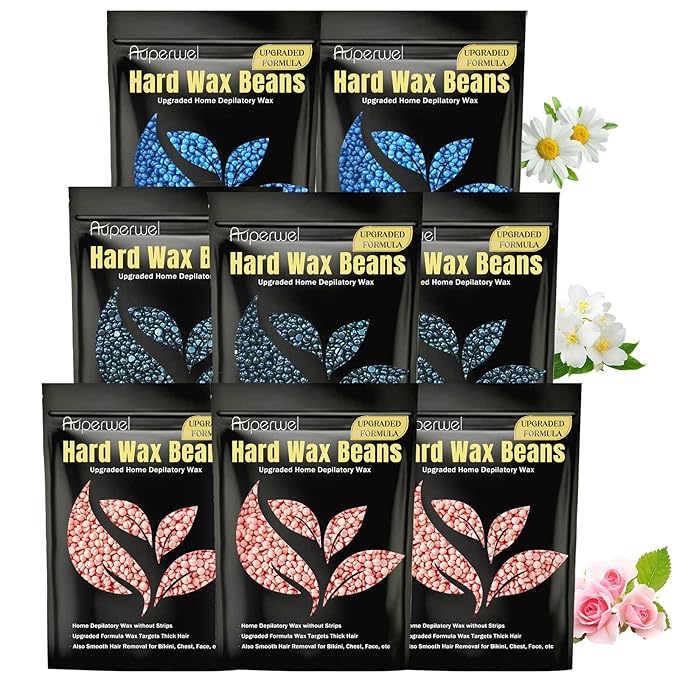 Wax Beads, 1.76lb / 800g Hard Wax Beads Coarse Hair Formula Hard Wax for Hair Removal and Senstive Skin, Wax Beads for Face, Brazilian Bikini,Body Waxing (3Rose&3Jasmine&2Chamomile)
