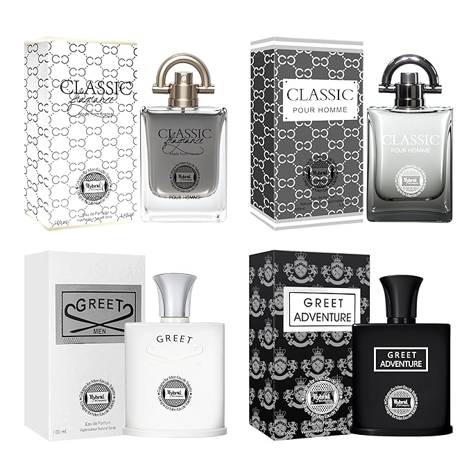 Hybrid & Company Men's 4 Pcs Classic France Pour Homme Greet Adventure Eau De Toilette Perfume