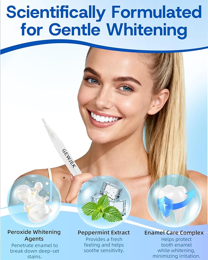 Teeth Whitening Pen, 35% Carbamide Peroxide Gel, Tooth Paint & Teeth Whitening Gel as Effective Tooth Whitener, Removes Tough Stains Coffee, Wine, Tea, Sensitive Teeth-Friendly, Travel-Portable(3 Pcs)