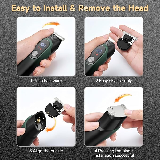 Beard Trimmer for Men: Professional Barber Hair Clippers, 5-in-1 Cordless Grooming Kit, Rechargeable Electric Razor & Shaver for Face, Mustache, Body, Ear, Nose Hair Trimmer with LED Display, Cyan