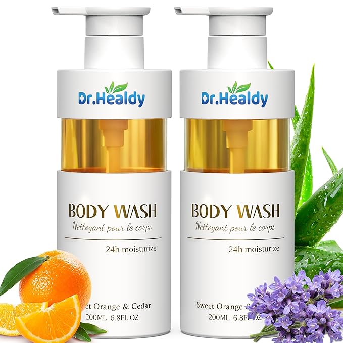 Dr.Healdy Body Wash with Pump Relaxing Citrus & Cedar,Healthy-Looking Skin Gentle Skin Cleanser with 24hr Moisturizing,Paraben and Phthalate Free 13.6 FL Oz (Pack of 2)