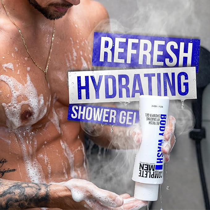 Hydrating Shower Gel for Men: Sulfate-Free Mens Body Wash, Natural Shower Gel - Moisturizing Body Wash for All Skin Types, Soap & Body Cleansers, Bath Gel for Dry Skin