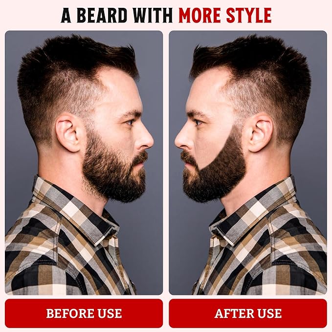 Black Beard Pencil Filler for Men - Waterproof Beard Pen Kit with Brush - Dual Tip Beard Filling Pen for Patches, Hairline & Mustache - Natural Look, Long Lasting, Easy to Use Beard Grooming Tool