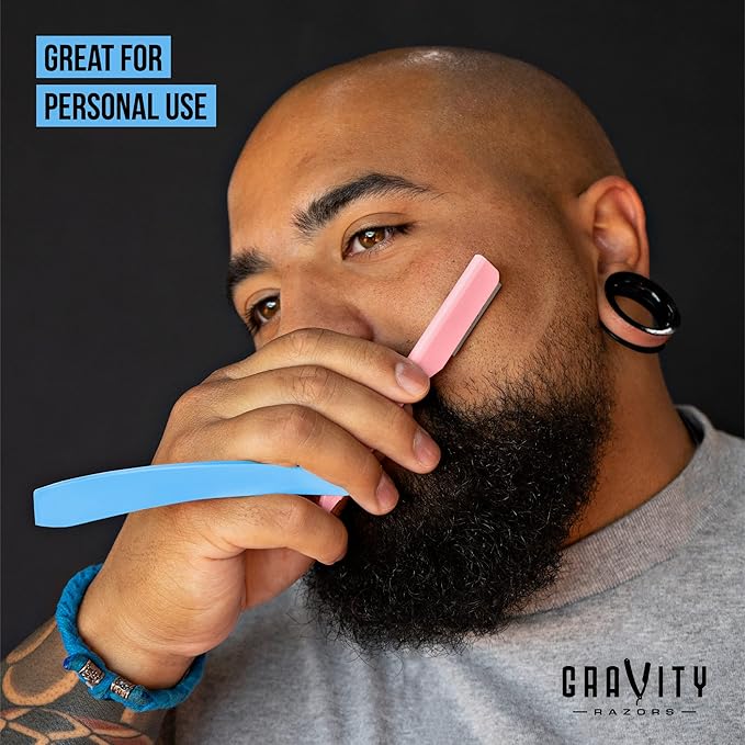 GRAVITY RAZORS Professional Straight Razor Kit – Ultra Exposure, Includes 10 Premium Blades, 2mm Exposed, Cotton Candy