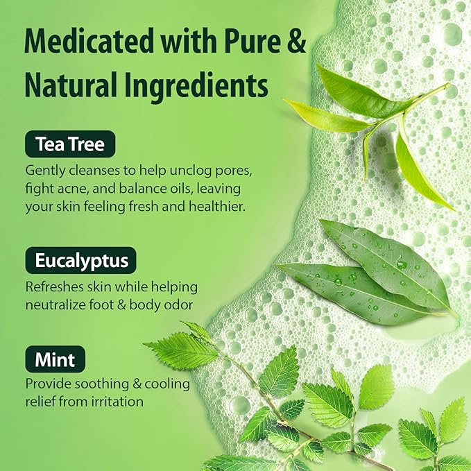 Antibacterial Body Wash - Antibacterial Soap And Tea Tree Body Wash For Jock Itch, Athletes Foot, Eczema And Back Acne - Anti Bacterial Body Soap For Men And Women Safe For All Skin Types - 2 Pack