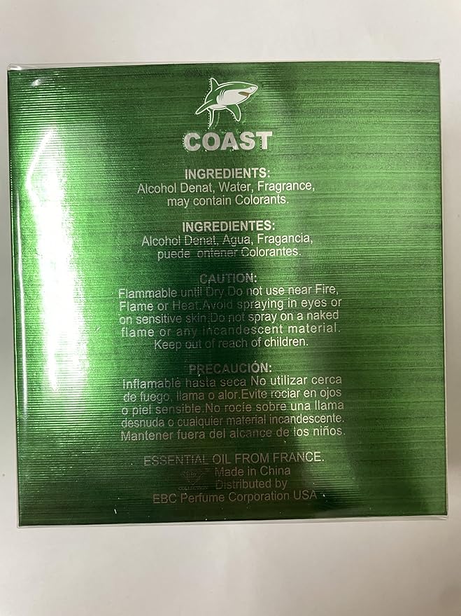 EBC-Collection, COAST GREEN Perfume for Men, 3.4oz/100ml