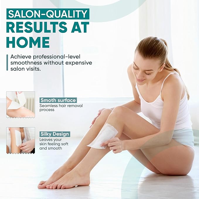 Amira Beauty 200 Non Woven Wax Strips for Hair Removal - Gentle Wax Paper for Waxing Face, Bikini, and Body - Pre Cut, Tear Resistant Small and Large Strips