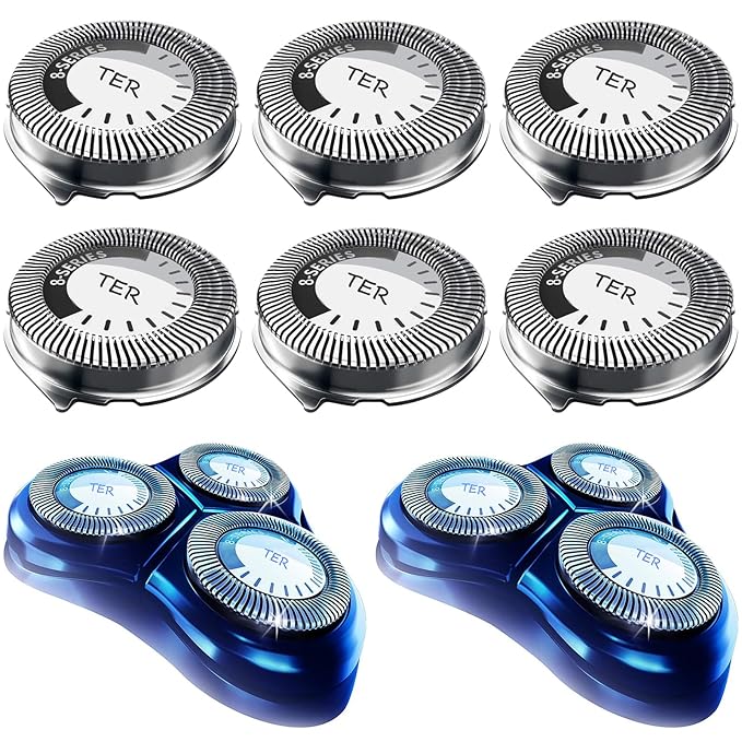HQ8 Replacement Heads for Philips Norelco Shavers, OEM HQ8 Heads Upgraded, 6-Pack