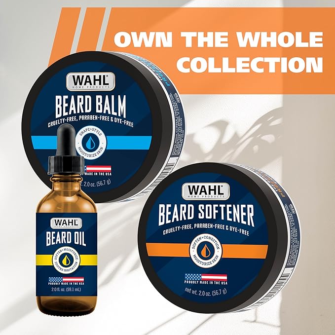 Wahl 2 oz Beard Softener Moisturizes Hair & Softens Skin Underneath – Beard Conditioner for Men Contains Shea Butter to Relieve Itch & Condition Hair - Lightly Scented – Model 3028691