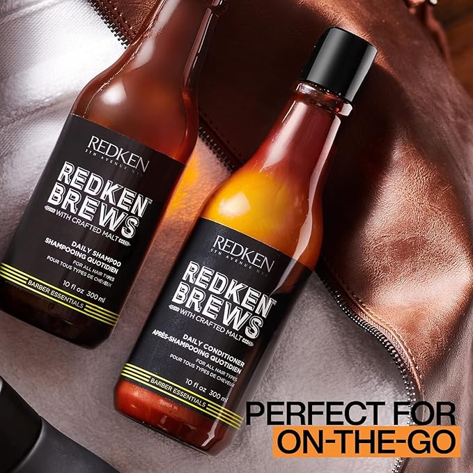Redken Brews Daily Shampoo For Men - Lightweight Hydrating Cleanser For All Men's Hair Types, Adds Moisture and Shine to Dry Hair, 10 Fl Oz